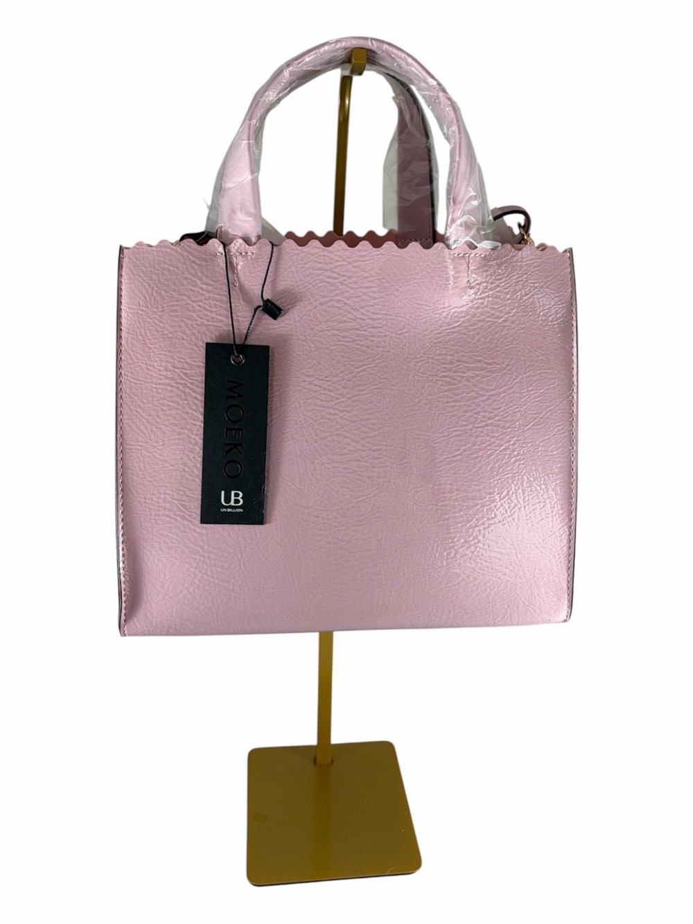 NWT Un Billion Pink Scalloped Tote Crossbody Bag Detachable Strap Structured Bag